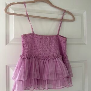 Steve Madden Lavender Smocked Tiered Tank Top